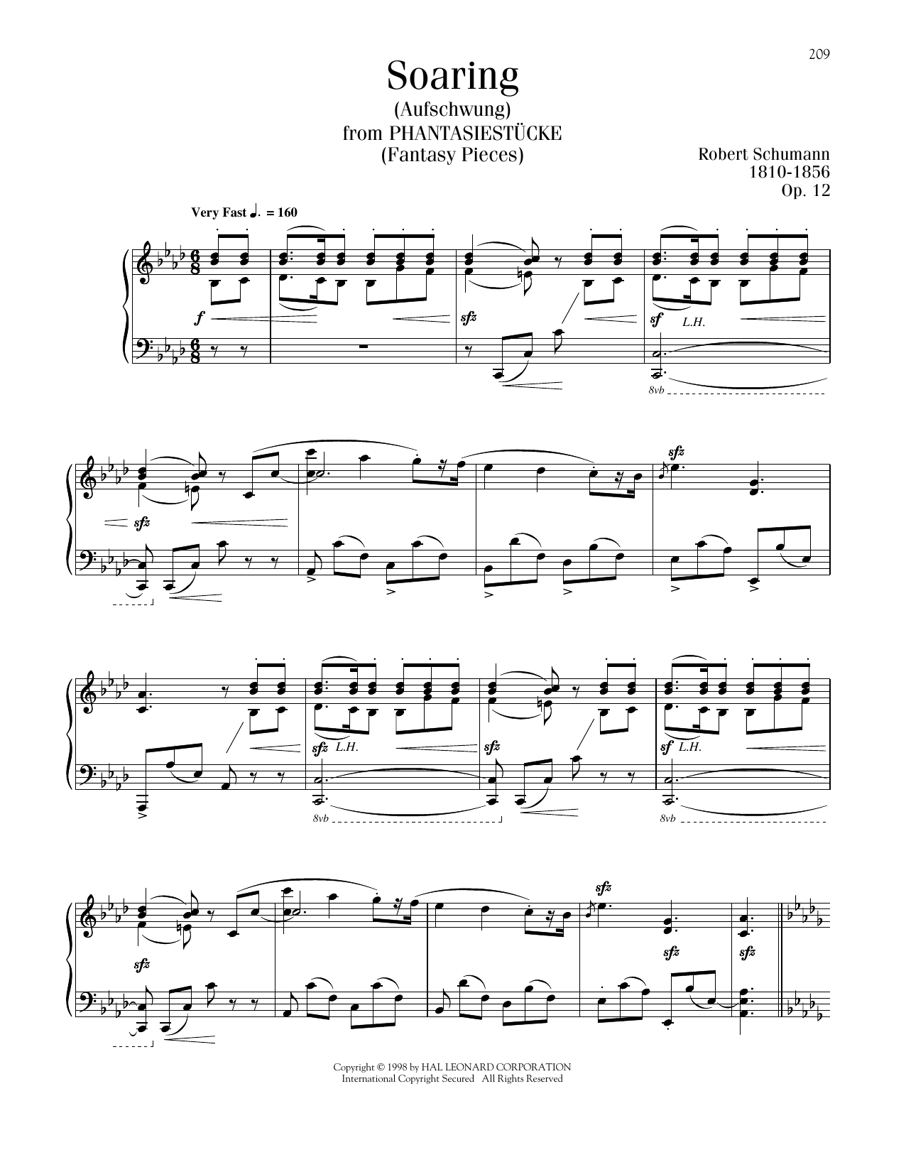Robert Schumann Soaring (Aufschwung), Op. 12, No. 2 Sheet Music