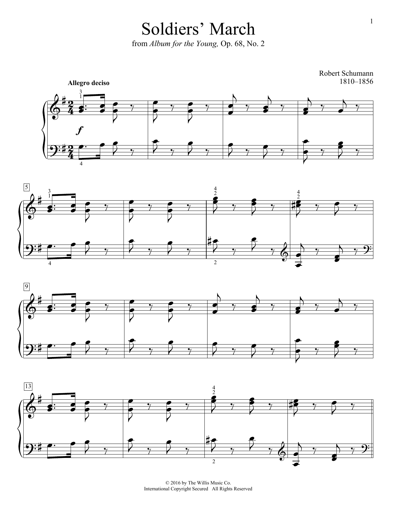Robert Schumann Soldier's March Sheet Music