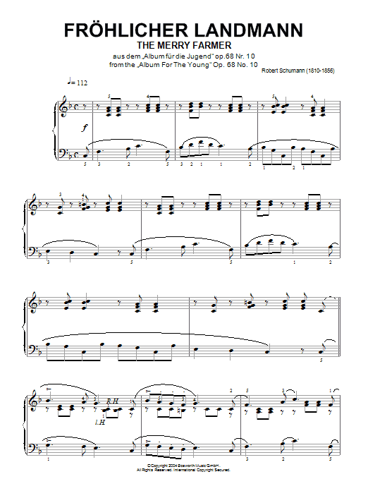 Robert Schumann The Merry Farmer (from Album for the Young) Sheet Music