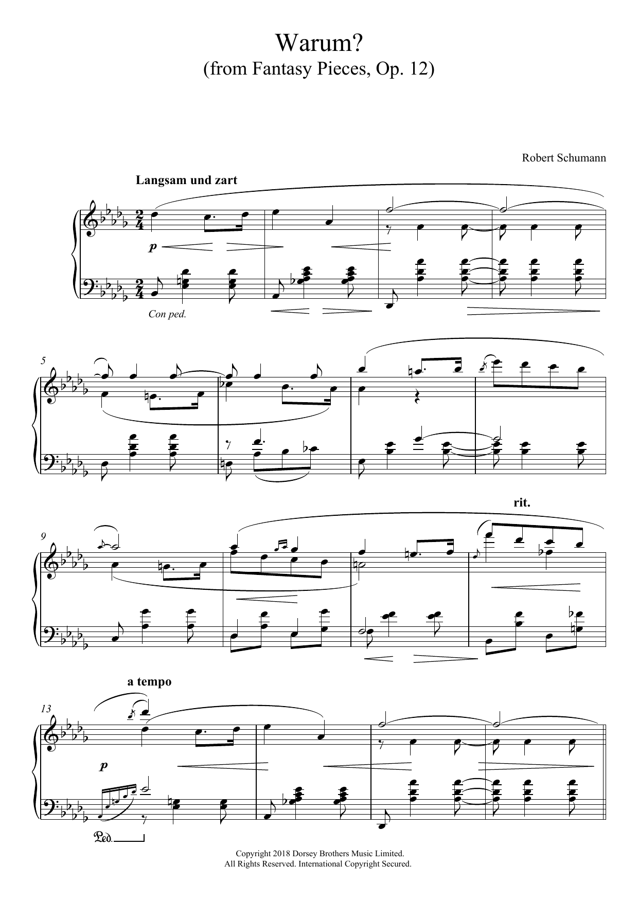 Robert Schumann Warum? (From Fantasy Pieces Op. 12) Sheet Music