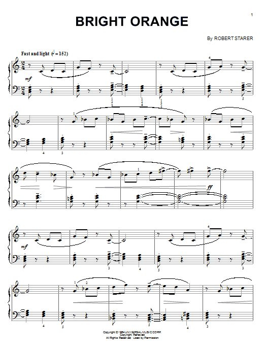 Robert Starer Bright Orange Sheet Music