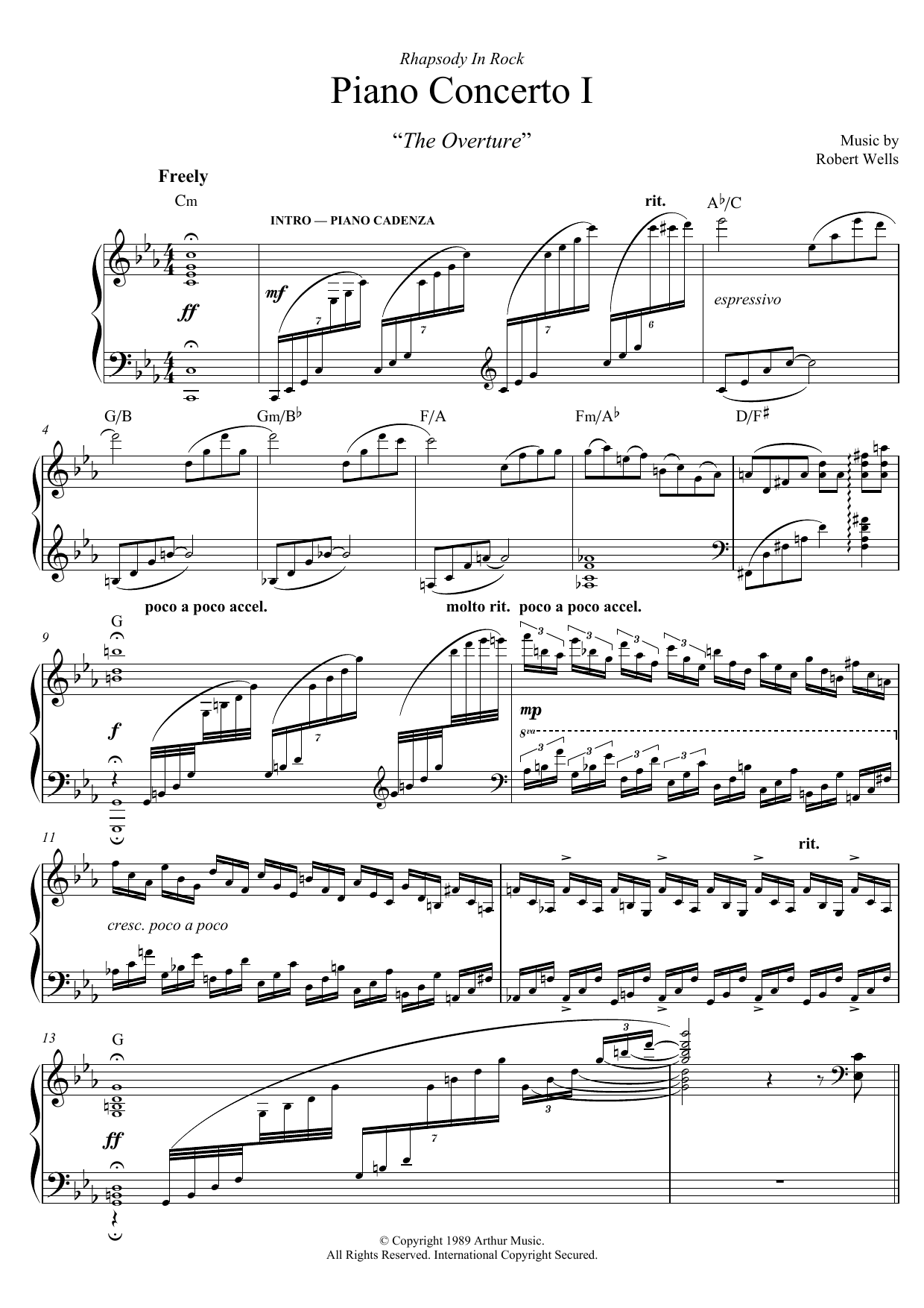 Robert Wells Piano Concerto: I. The Overture Sheet Music