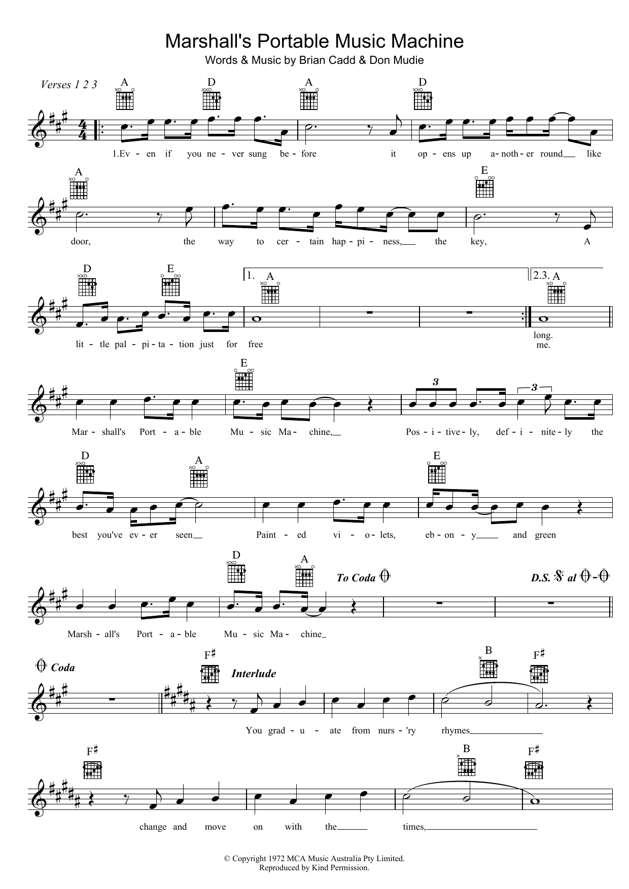 Robin Jolley Marshall's Portable Music Machine Sheet Music