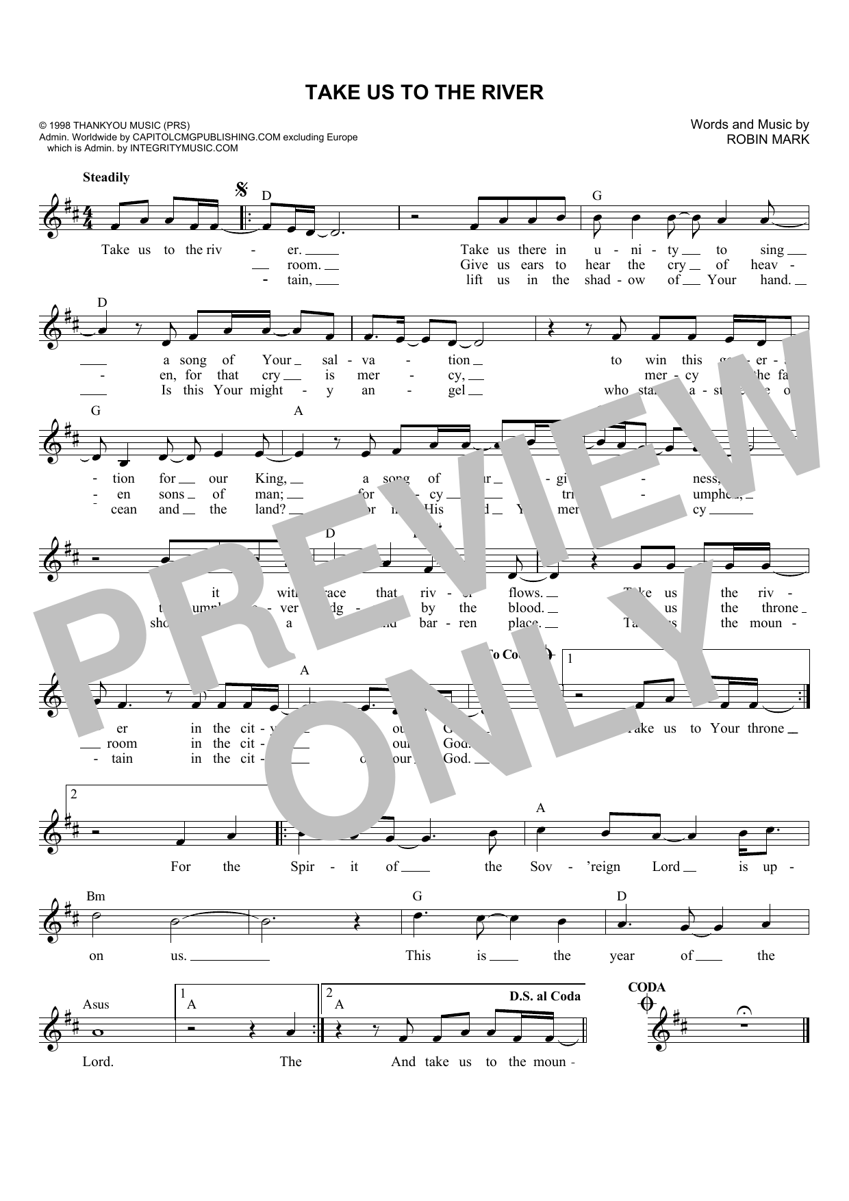 Robin Mark Take Us To The River Sheet Music