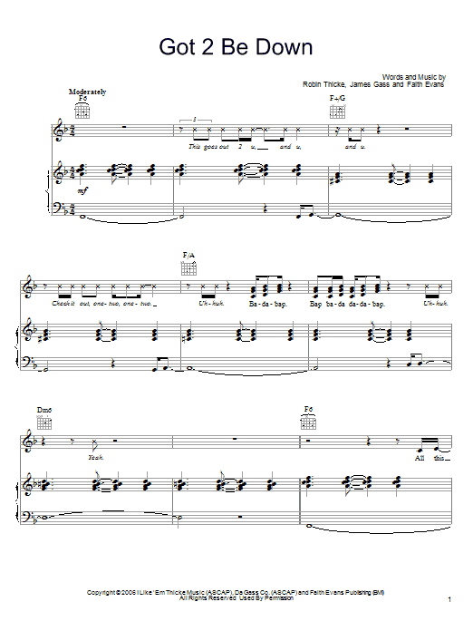 Robin Thicke Got 2 Be Down Sheet Music