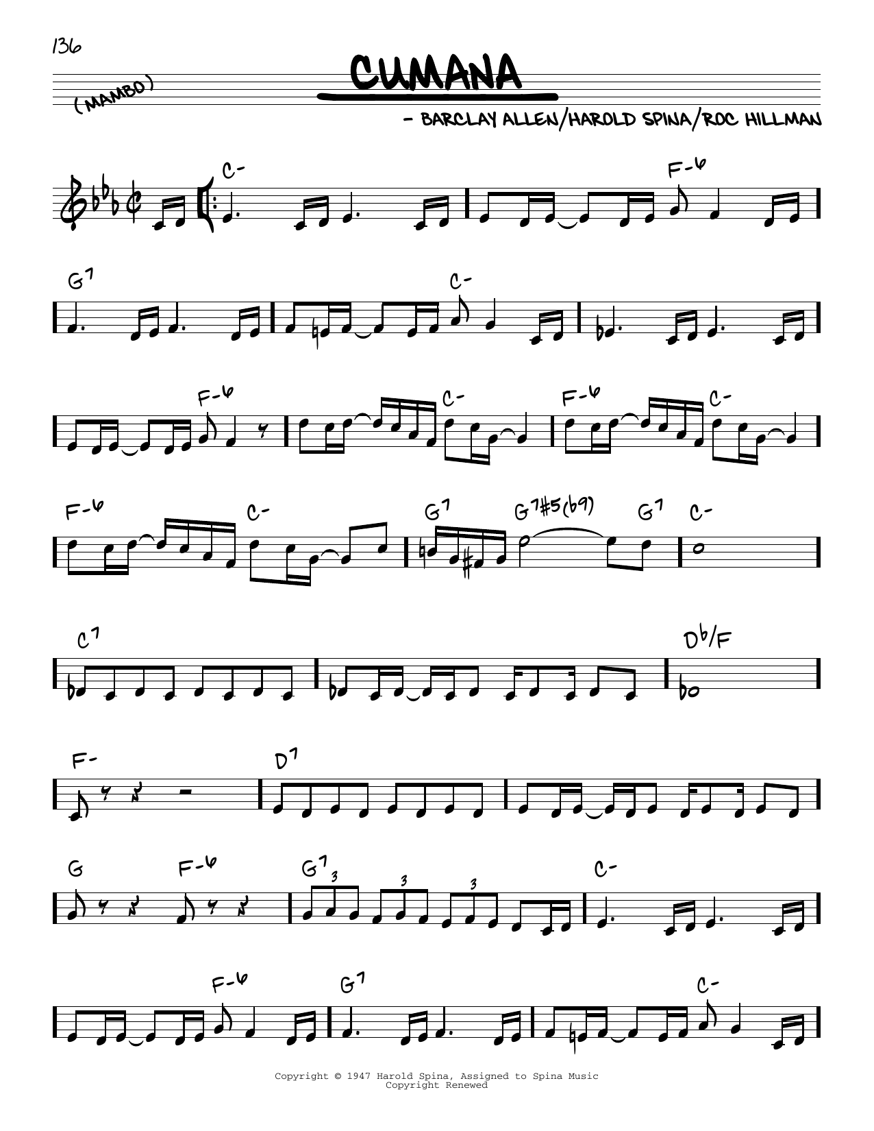 Roc Hillman Cumana Sheet Music