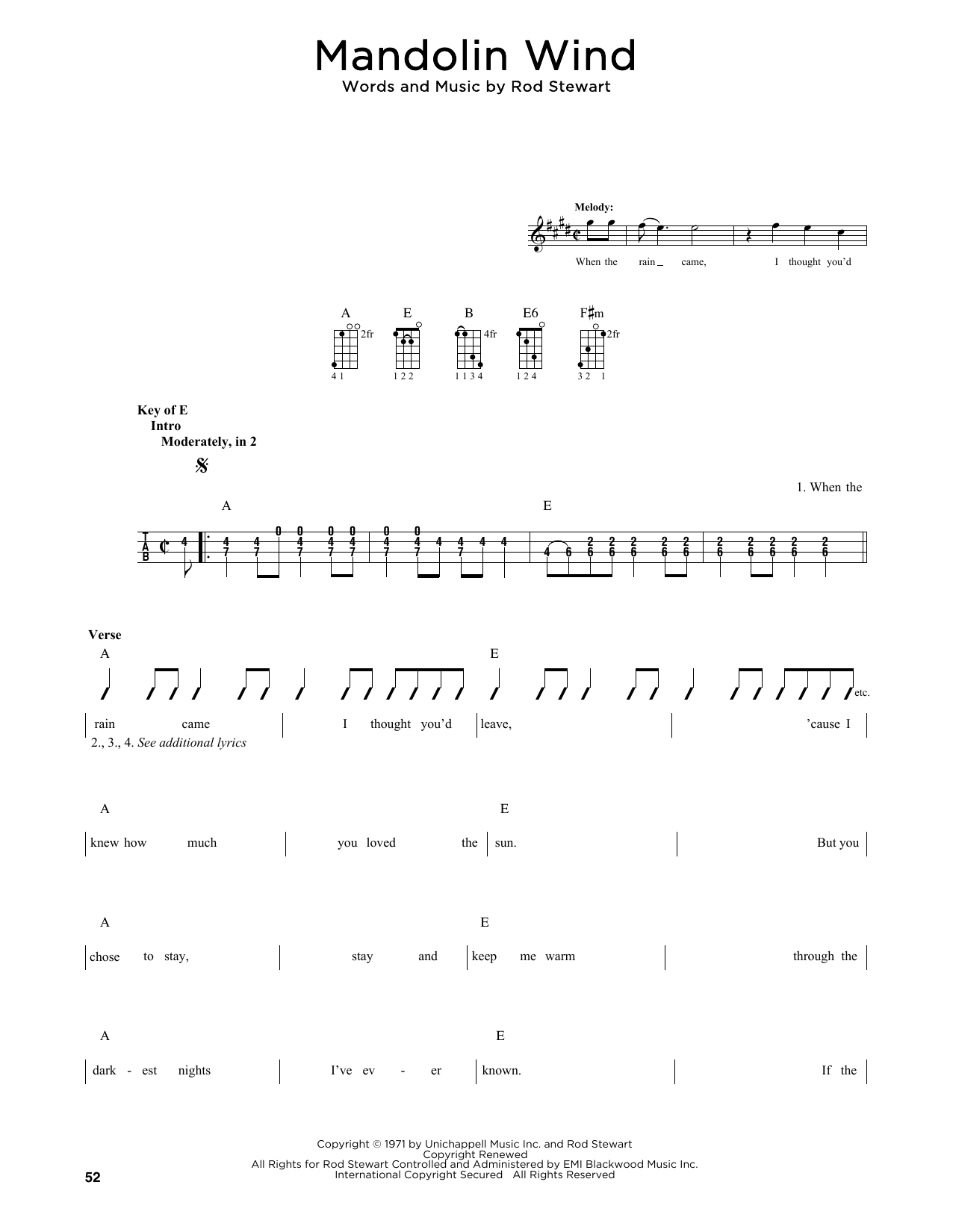Rod Stewart Mandolin Wind (arr. Fred Sokolow) Sheet Music