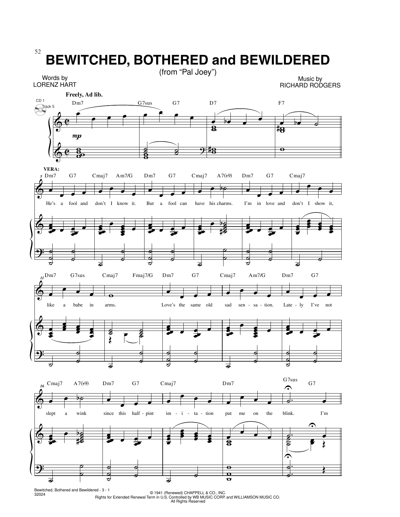 Rodgers & Hart Bewitched (from Pal Joey) Sheet Music