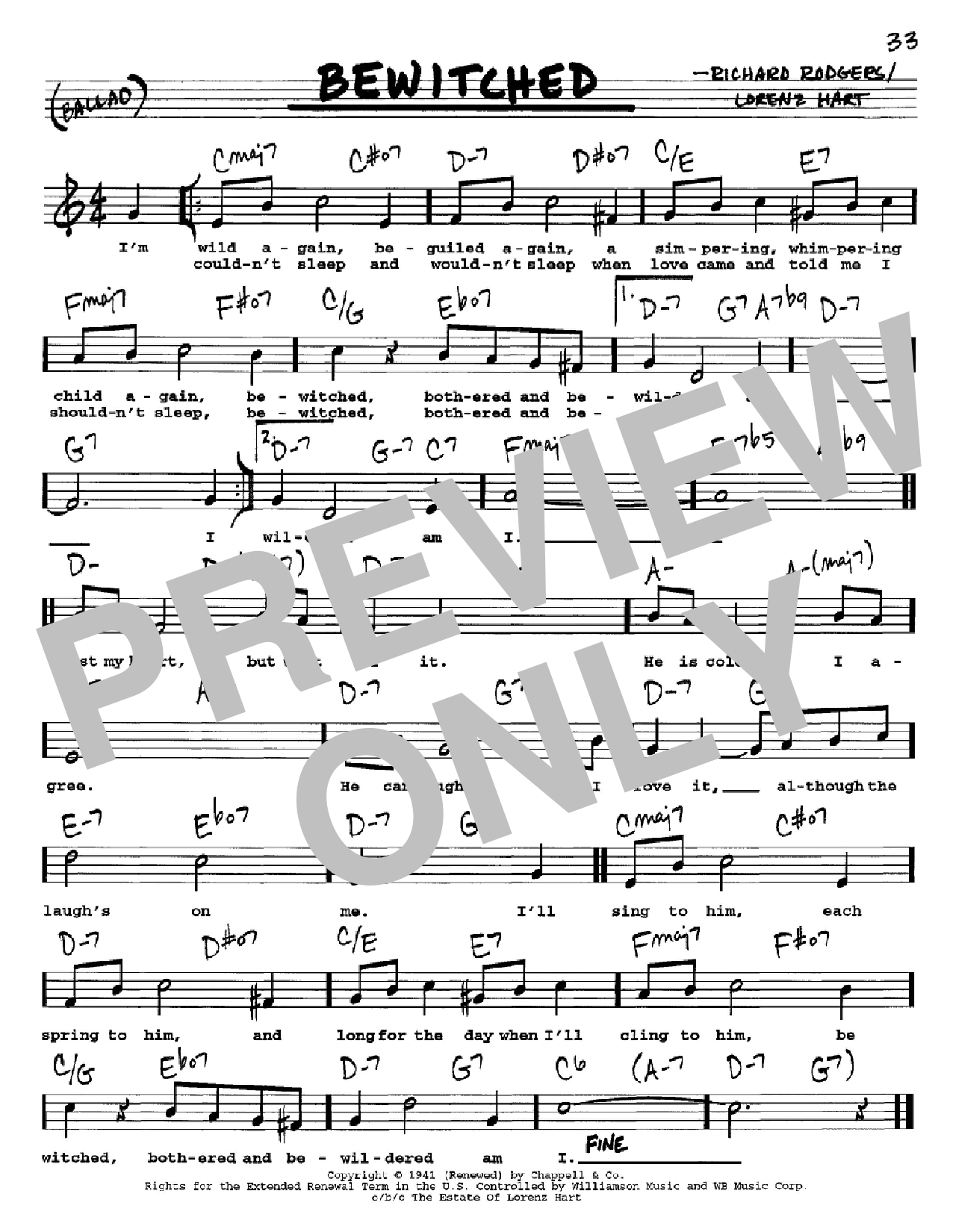 Rodgers & Hart Bewitched Sheet Music