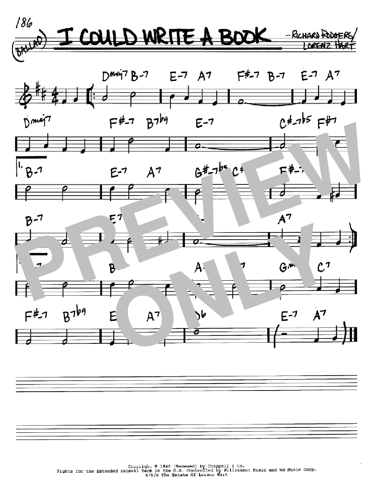 Rodgers & Hart I Could Write A Book Sheet Music