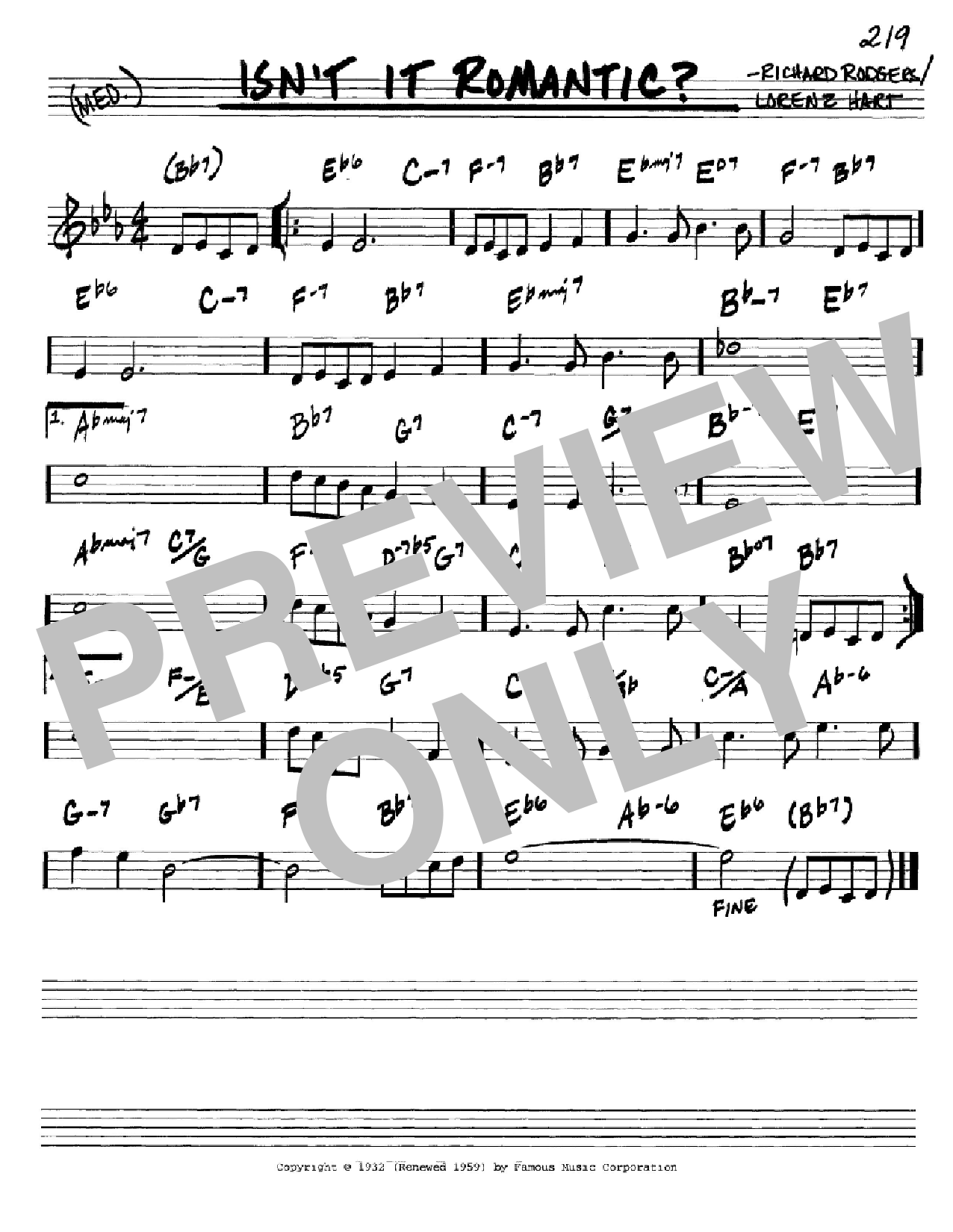Rodgers & Hart Isn't It Romantic? Sheet Music