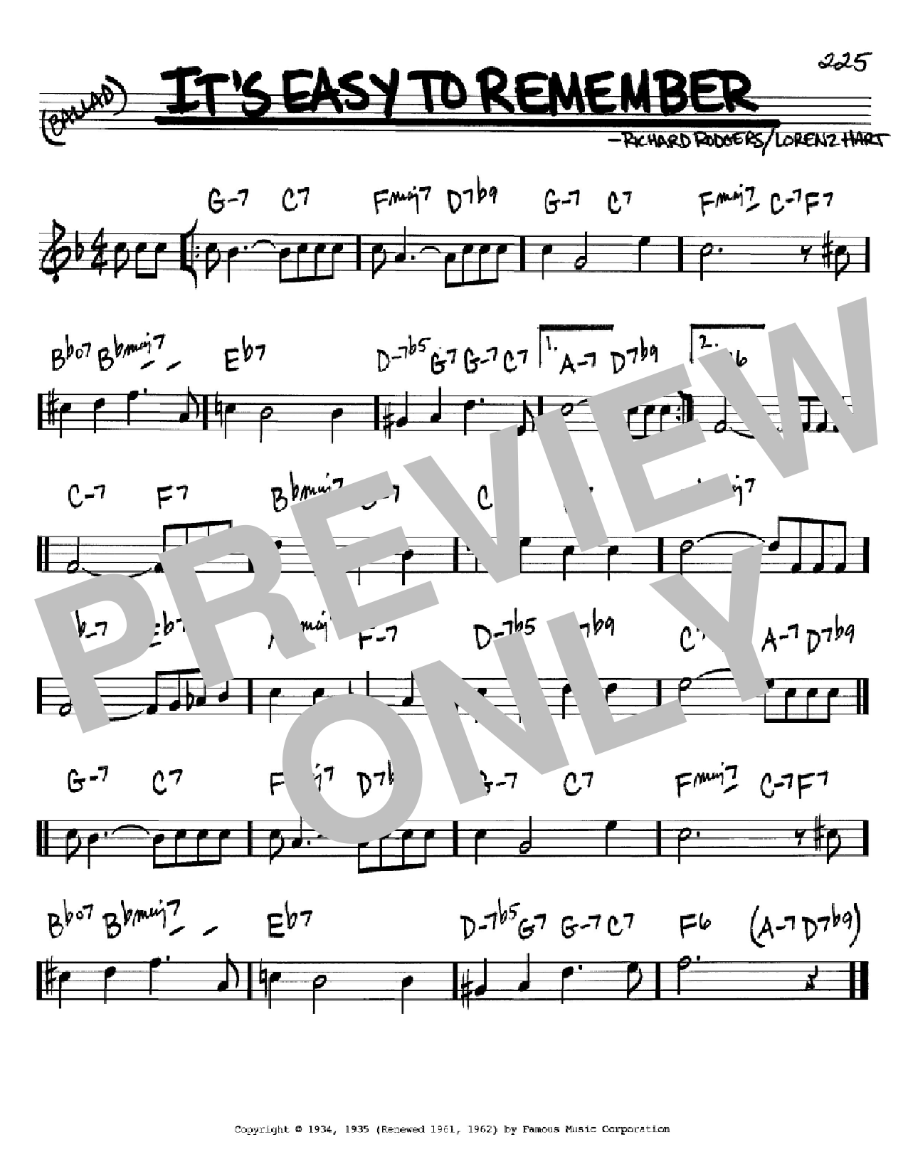 Rodgers & Hart It's Easy To Remember Sheet Music