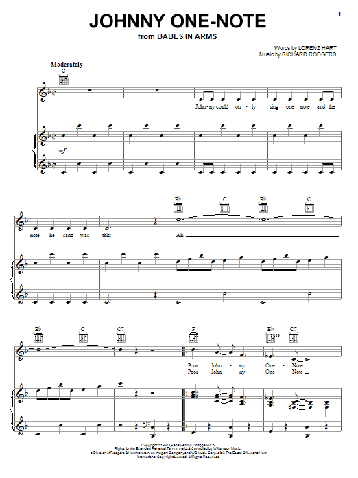 Judy Garland Johnny One Note Sheet Music