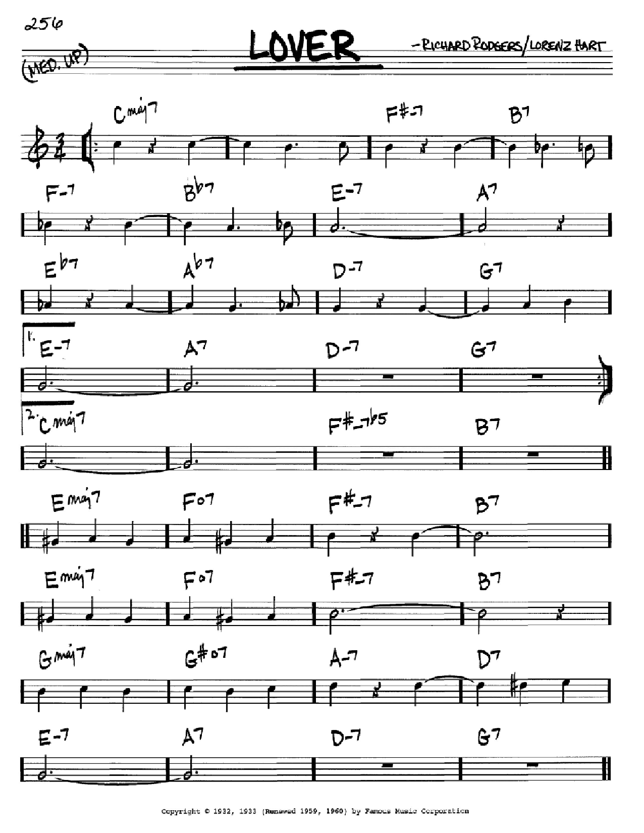 Rodgers & Hart Lover Sheet Music