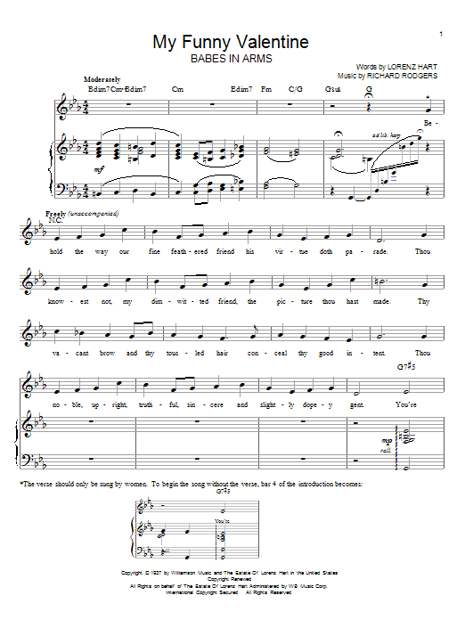 Rodgers & Hart My Funny Valentine Sheet Music