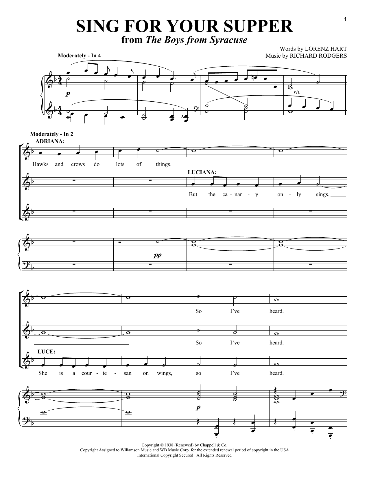 Rodgers & Hart Sing For Your Supper Sheet Music