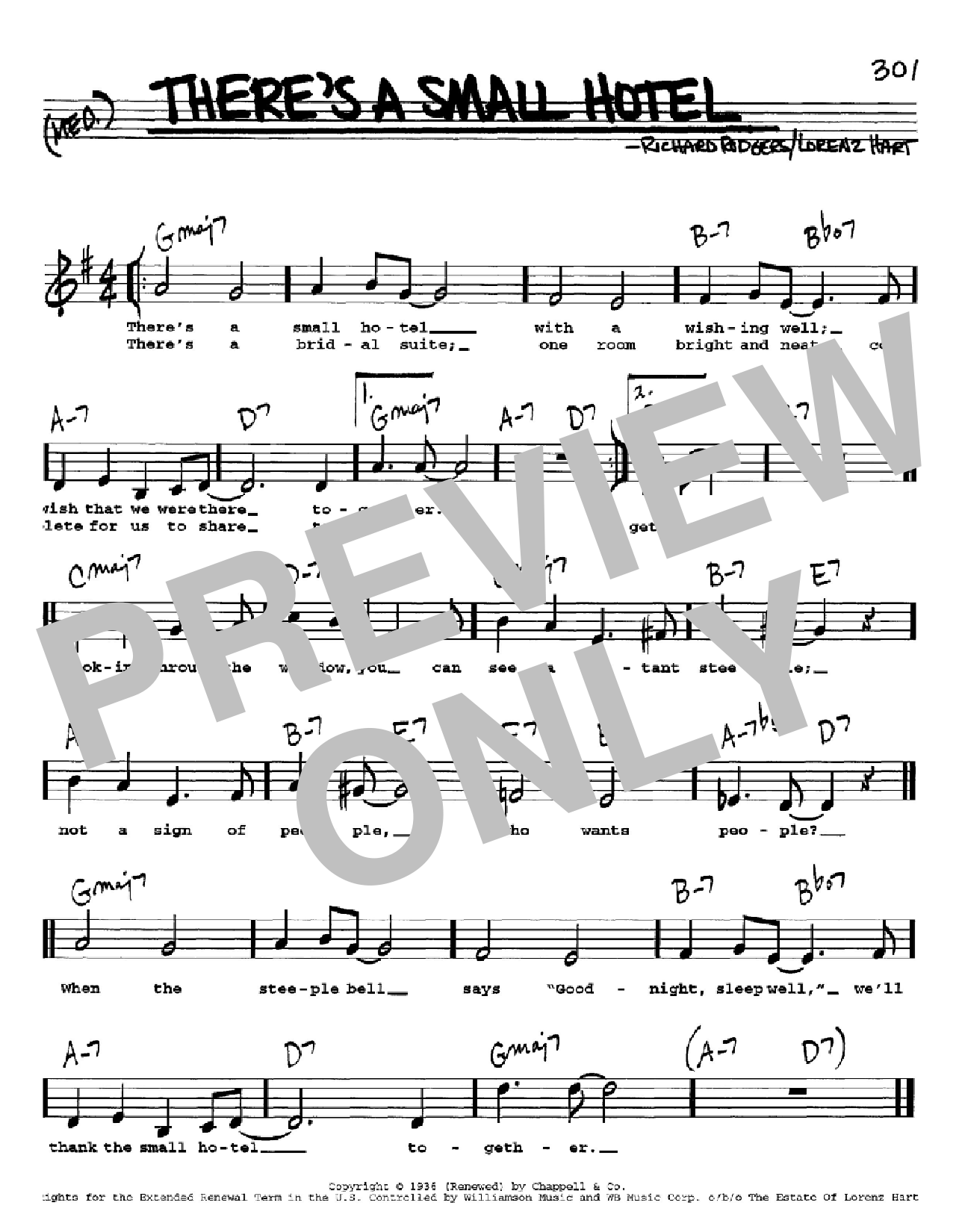 Rodgers & Hart There's A Small Hotel Sheet Music