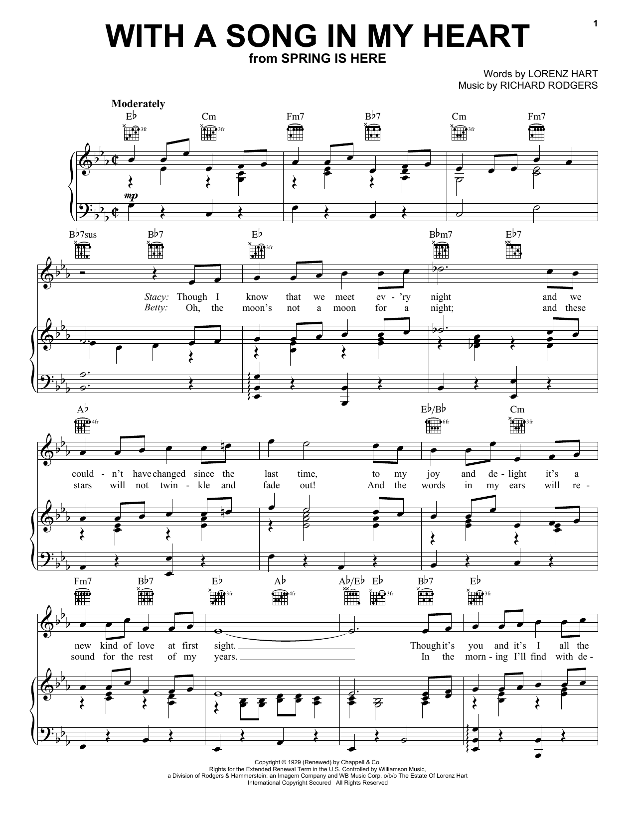 Rodgers & Hart With A Song In My Heart Sheet Music