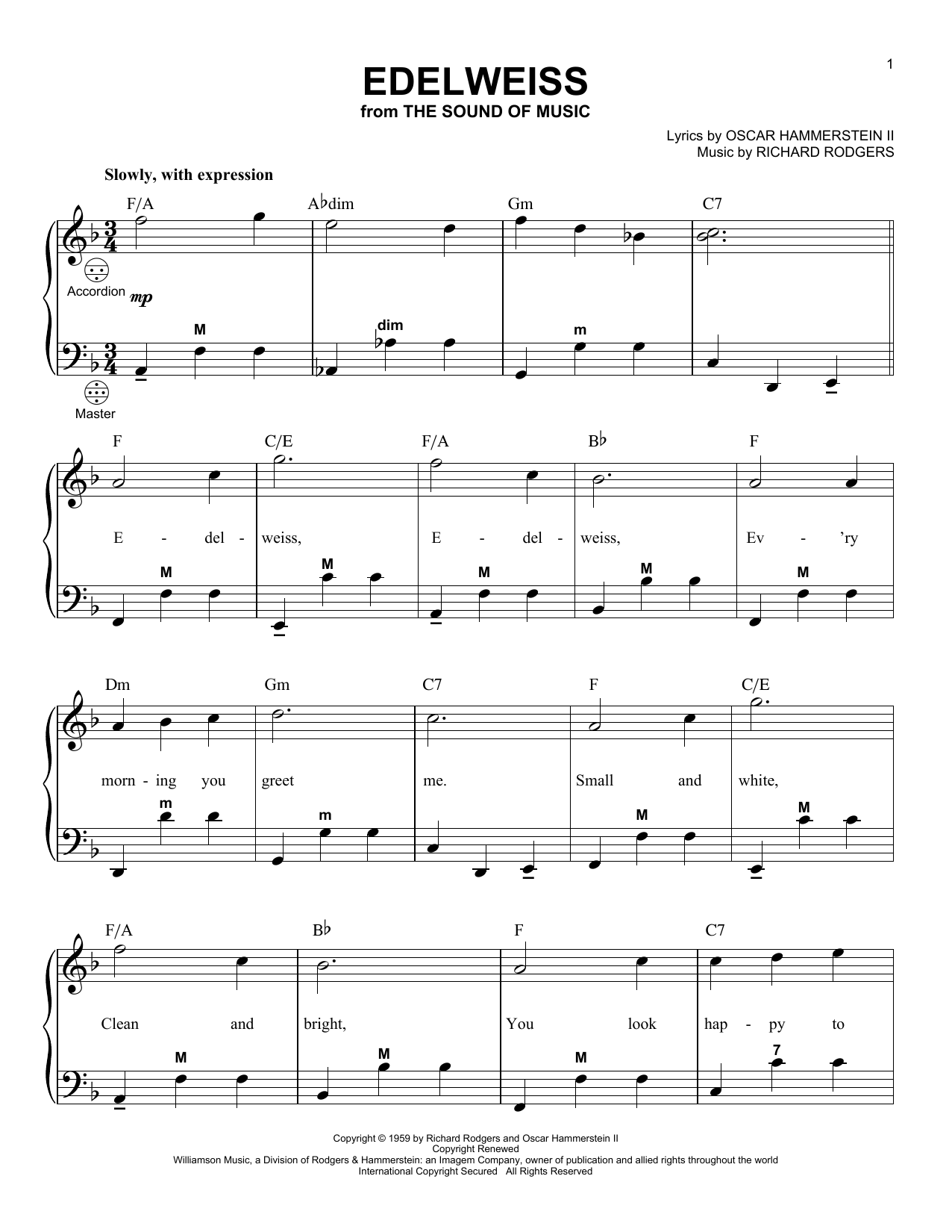 Rodgers & Hammerstein Edelweiss (arr. Gary Meisner) Sheet Music