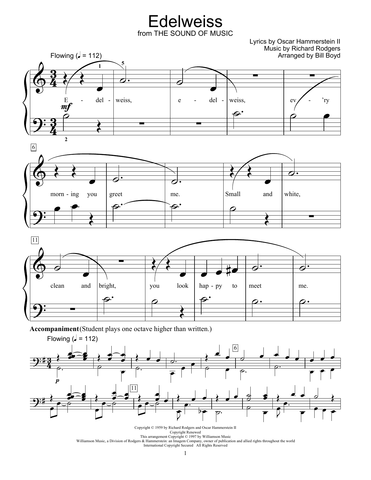 Rodgers & Hammerstein Edelweiss (from The Sound Of Music) (arr. Bill Boyd) Sheet Music