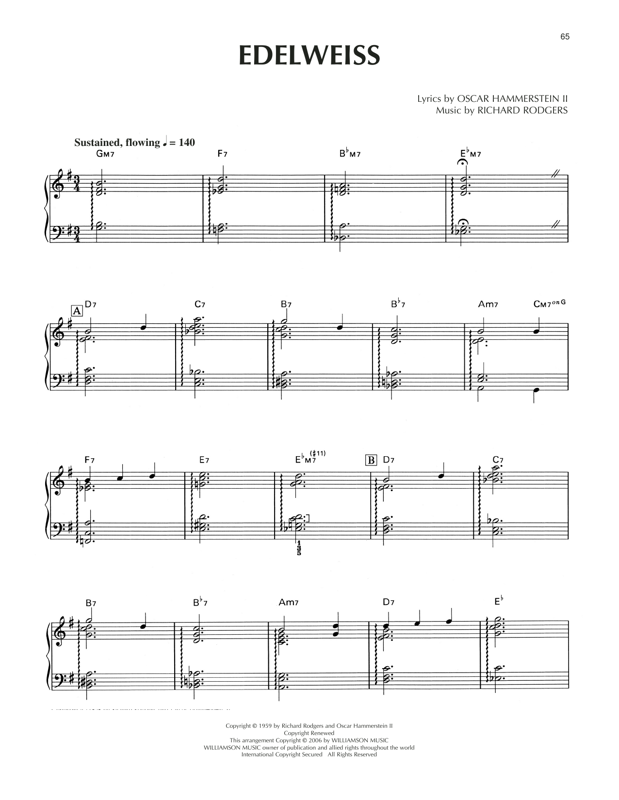 Rodgers & Hammerstein Edelweiss [Jazz version] (from The Sound Of Music) Sheet Music