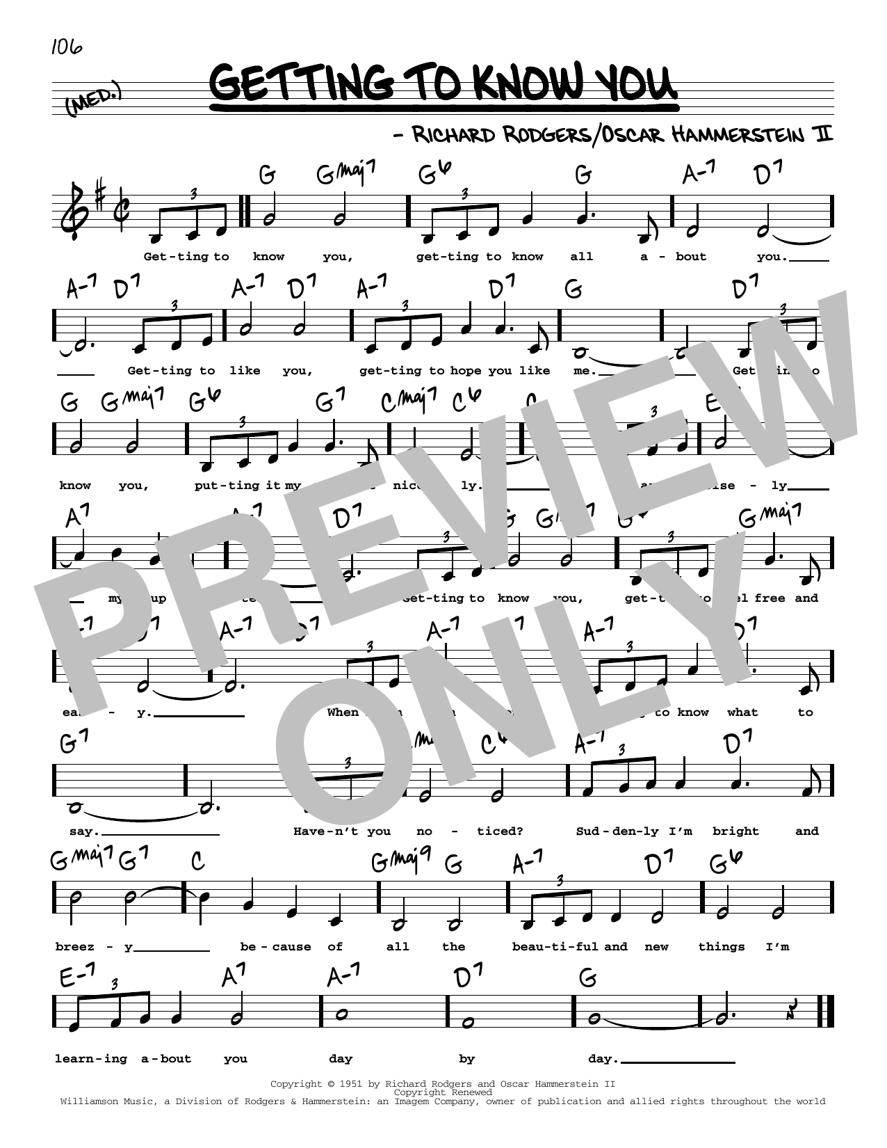 Rodgers & Hammerstein Getting To Know You (Low Voice) Sheet Music