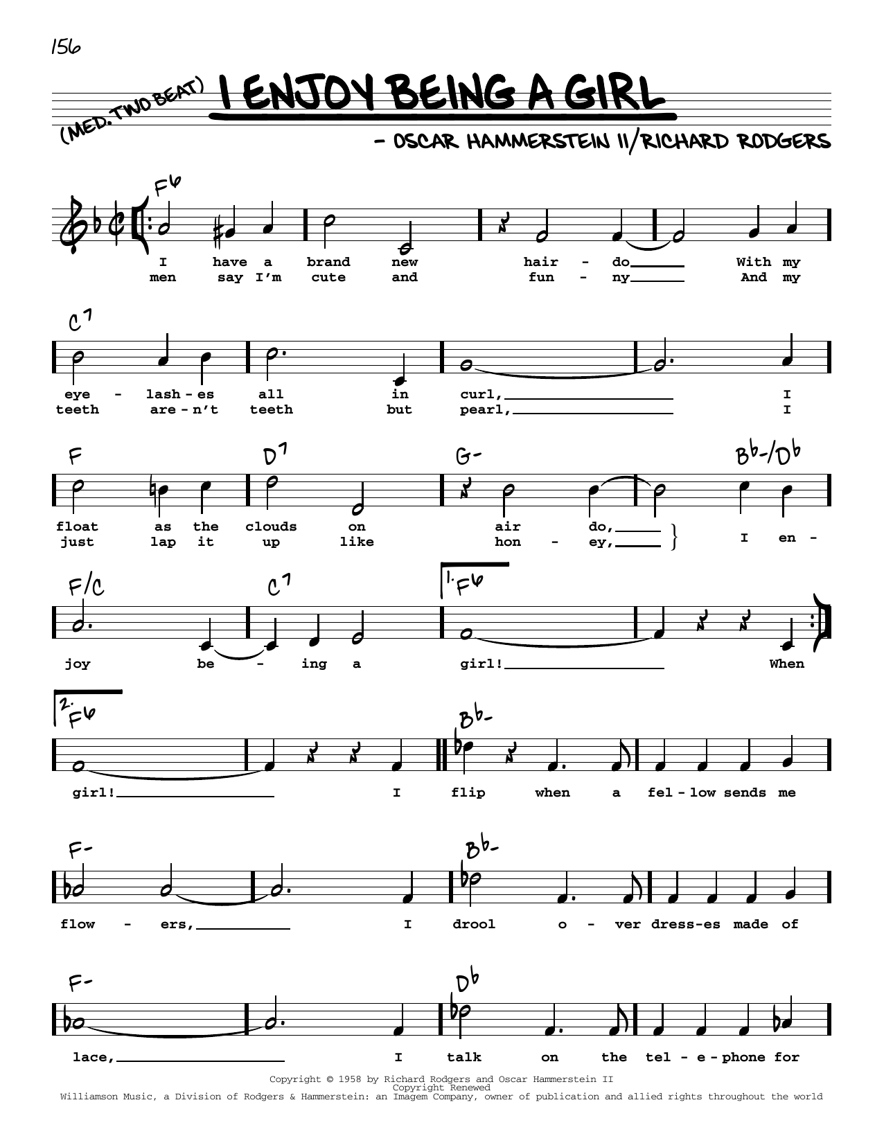 Rodgers & Hammerstein I Enjoy Being A Girl (from Flower Drum Song) (High Voice) Sheet Music