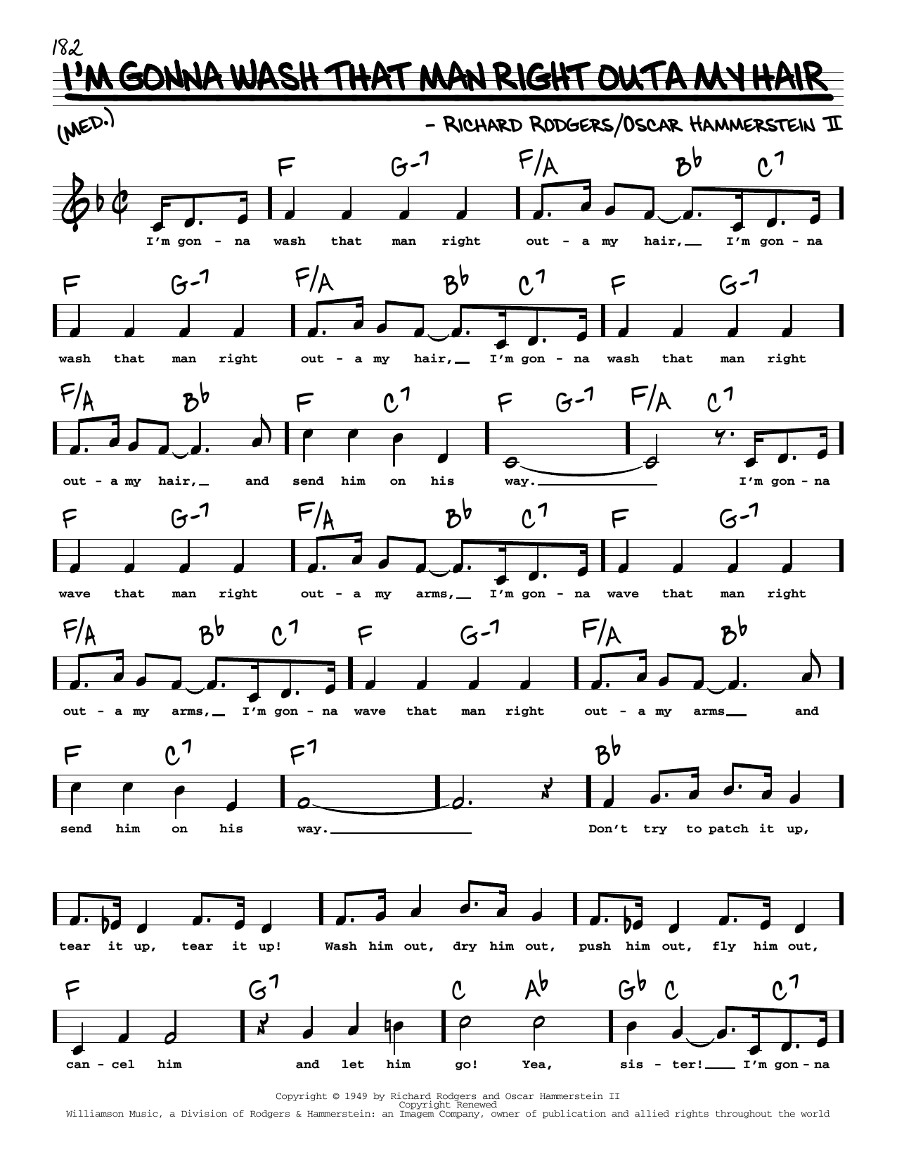 Rodgers & Hammerstein I'm Gonna Wash That Man Right Outa My Hair (High Voice) (from South Pacific) Sheet Music