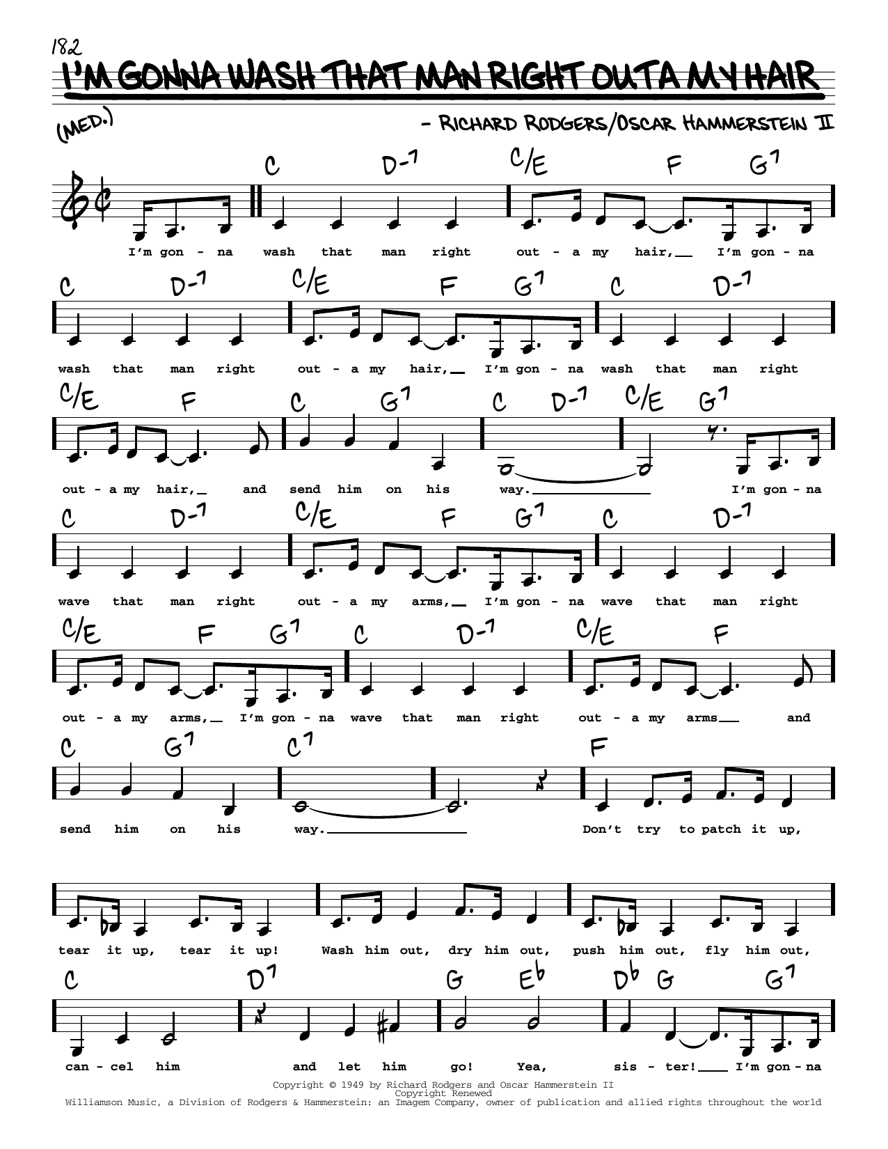 Rodgers & Hammerstein I'm Gonna Wash That Man Right Outa My Hair (Low Voice) Sheet Music