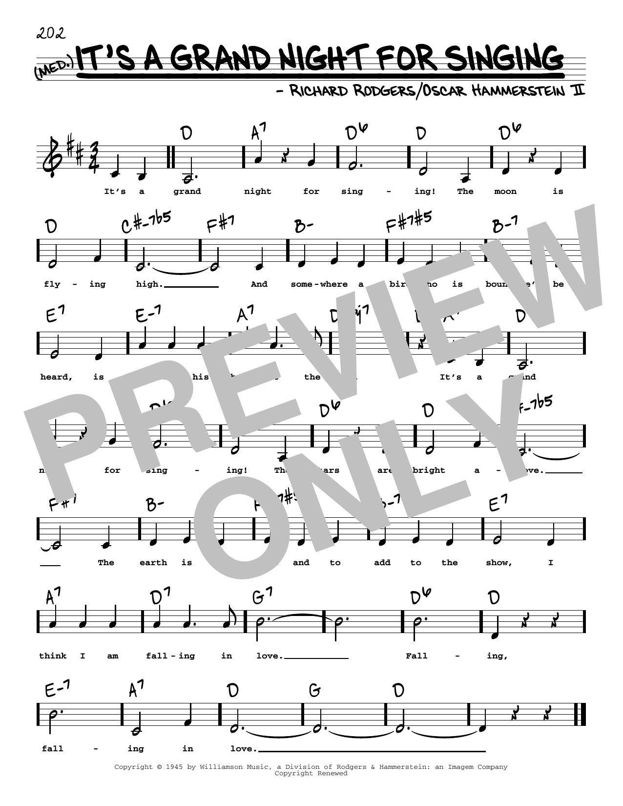 Rodgers & Hammerstein It's A Grand Night For Singing (Low Voice) Sheet Music