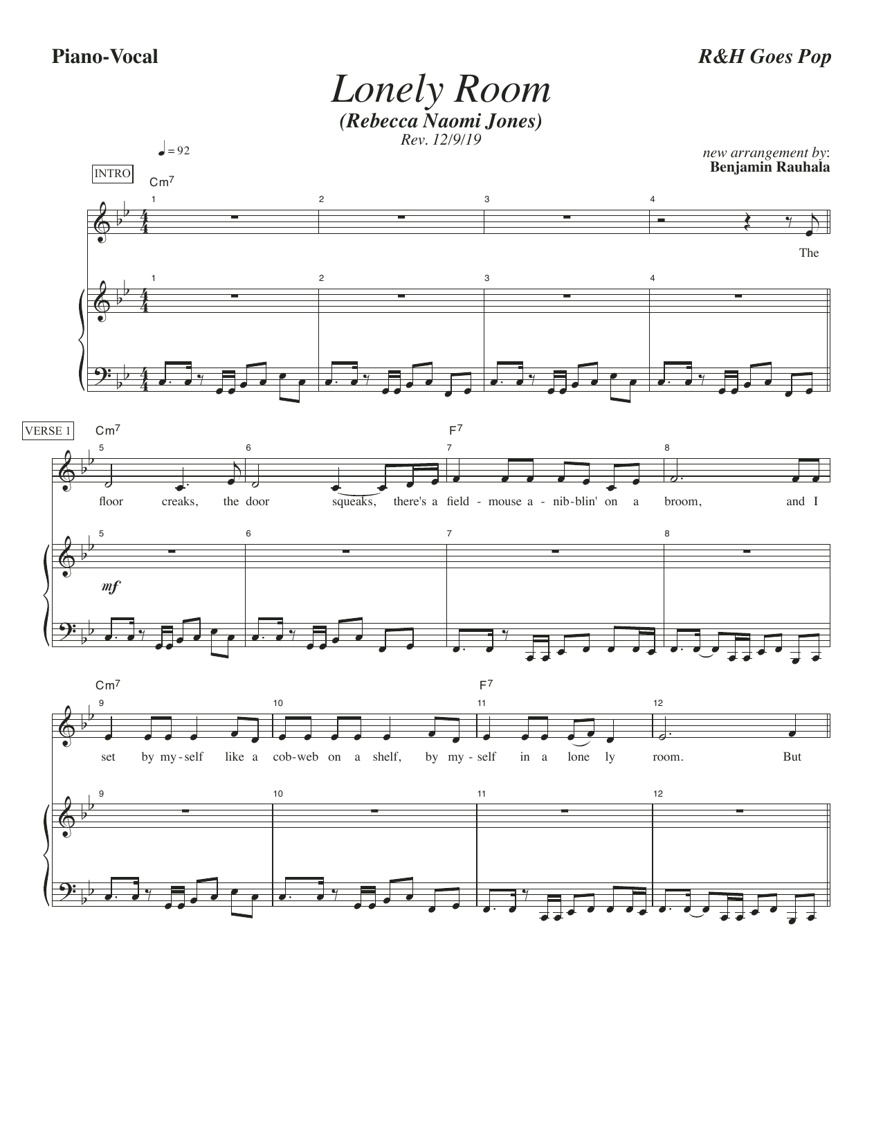 Rodgers & Hammerstein Lonely Room [R&H Goes Pop! version] (from Oklahoma!) Sheet Music