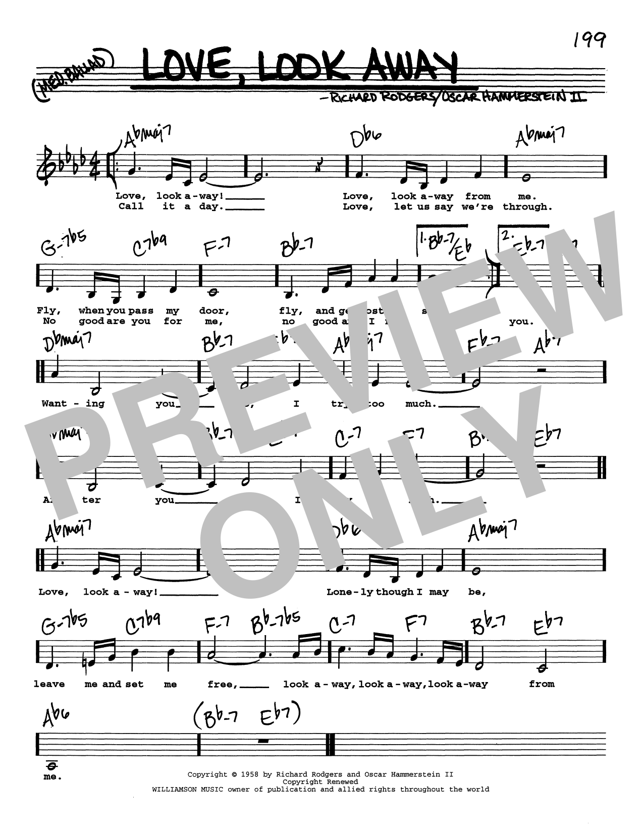 Rodgers & Hammerstein Love, Look Away (Low Voice) Sheet Music