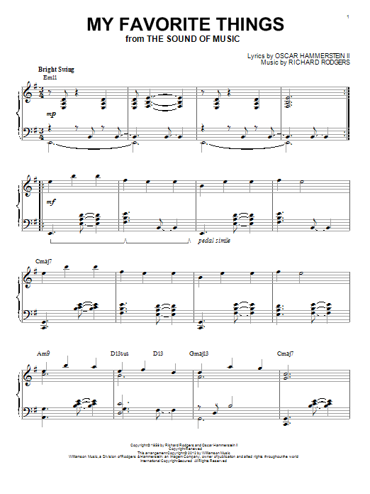Rodgers & Hammerstein My Favorite Things (from The Sound Of Music) [Jazz version] (arr. Brent Edstrom) Sheet Music
