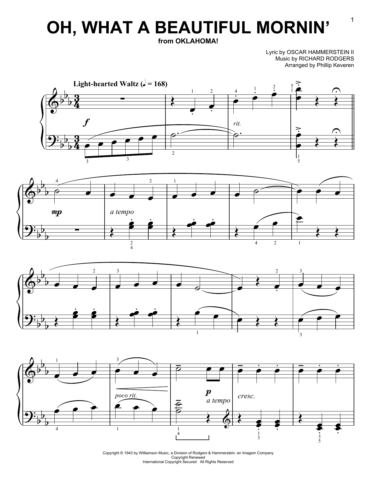 Rodgers & Hammerstein Oh, What A Beautiful Mornin' [Classical version] (from Oklahoma!) (arr. Phillip Sheet Music