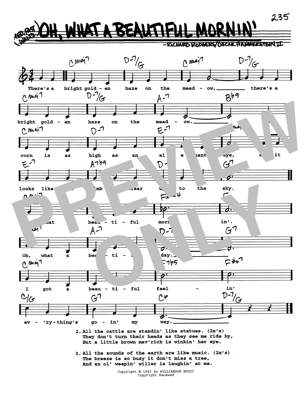 Rodgers & Hammerstein Oh, What A Beautiful Mornin' (Low Voice) Sheet Music