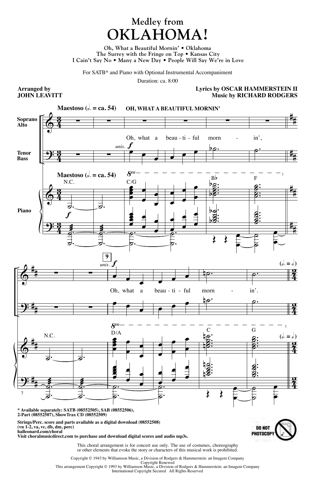 Rodgers & Hammerstein Oklahoma! (Medley) (arr. John Leavitt) Sheet Music