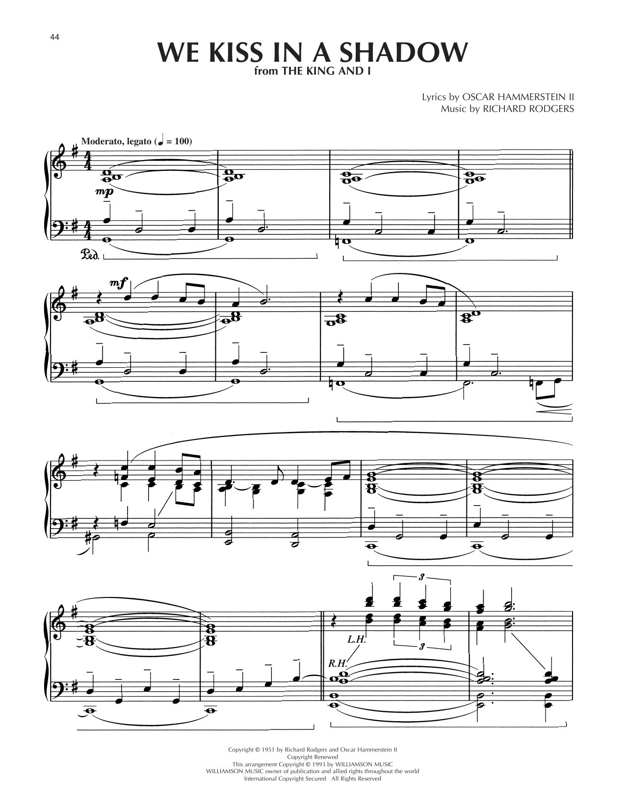 Rodgers & Hammerstein We Kiss In A Shadow (arr. Dick Hyman) Sheet Music