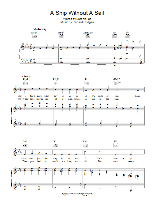 Rodgers & Hart A Ship Without A Sail Sheet Music
