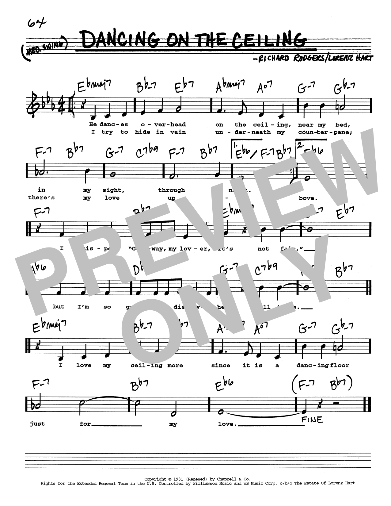 Rodgers & Hart Dancing On The Ceiling (Low Voice) Sheet Music