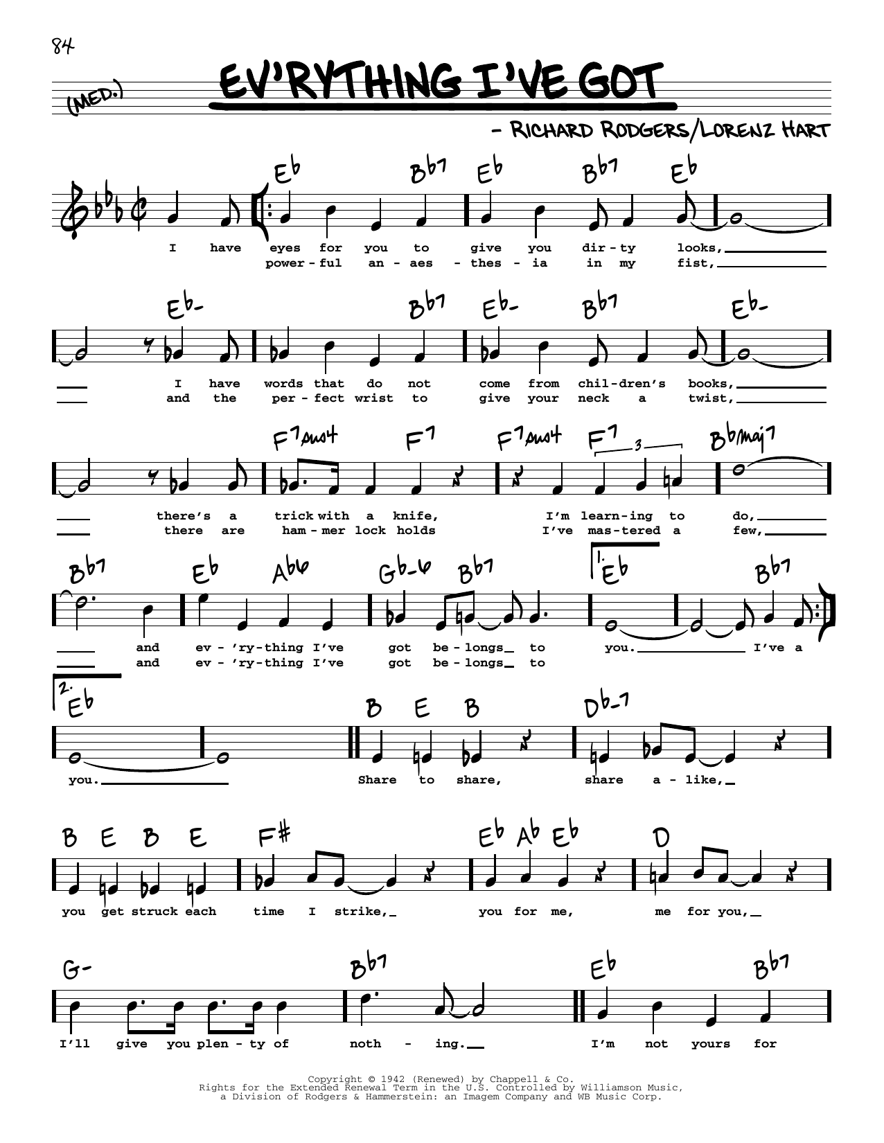 Rodgers & Hart Ev'rything I've Got (High Voice) Sheet Music