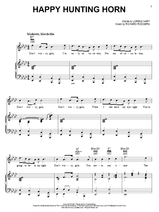 Rodgers & Hart Happy Hunting Horn Sheet Music