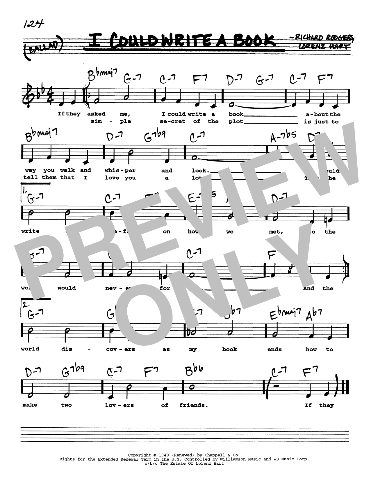 Rodgers & Hart I Could Write A Book (Low Voice) Sheet Music