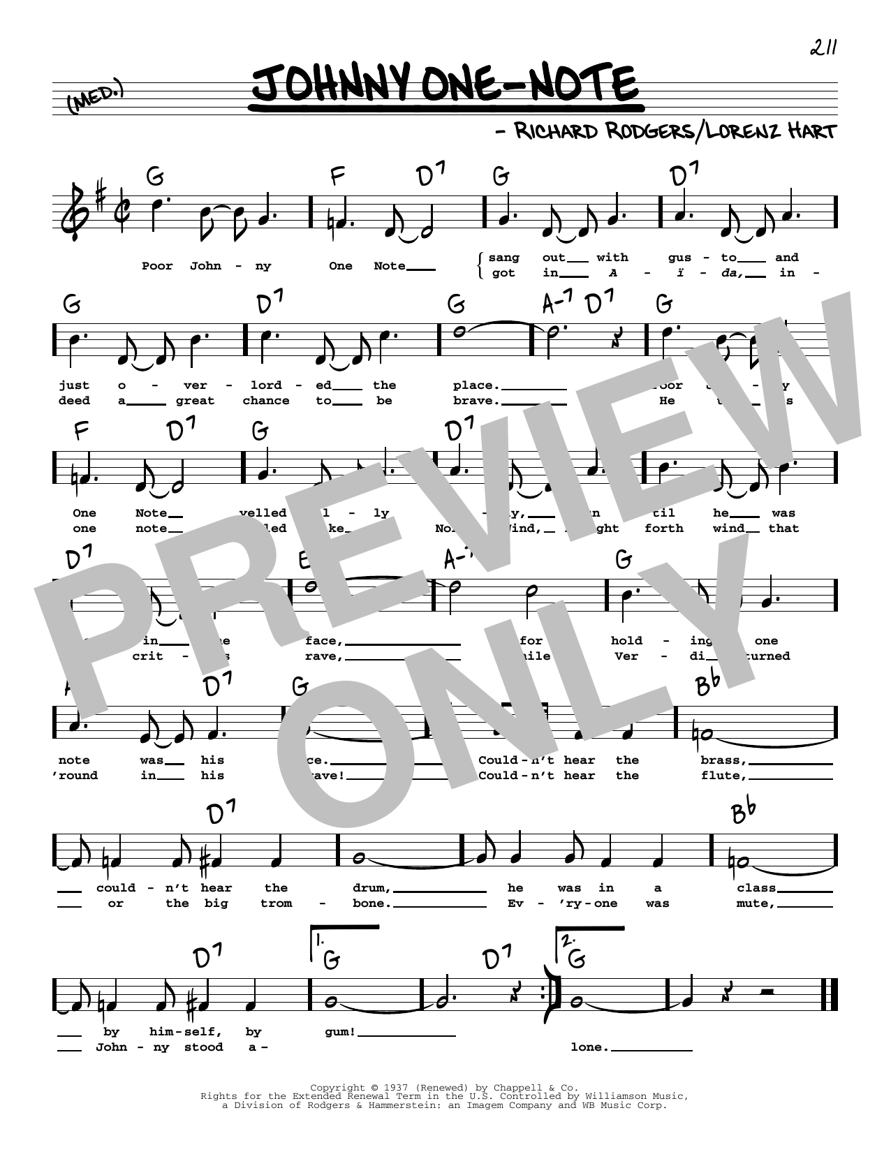 Rodgers & Hart Johnny One-Note (High Voice) (from Babes In Arms) Sheet Music