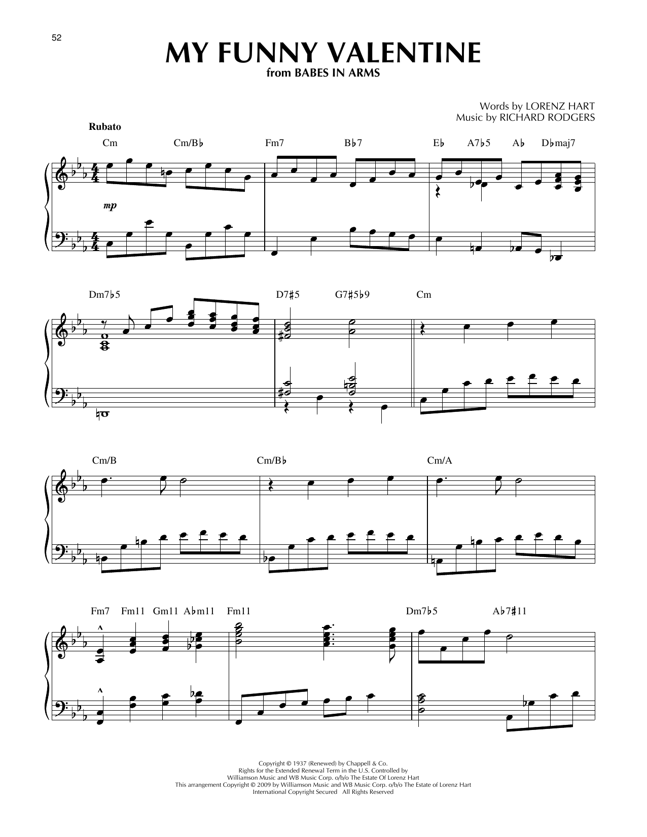 Rodgers & Hart My Funny Valentine (arr. Brent Edstrom) [Jazz version] Sheet Music