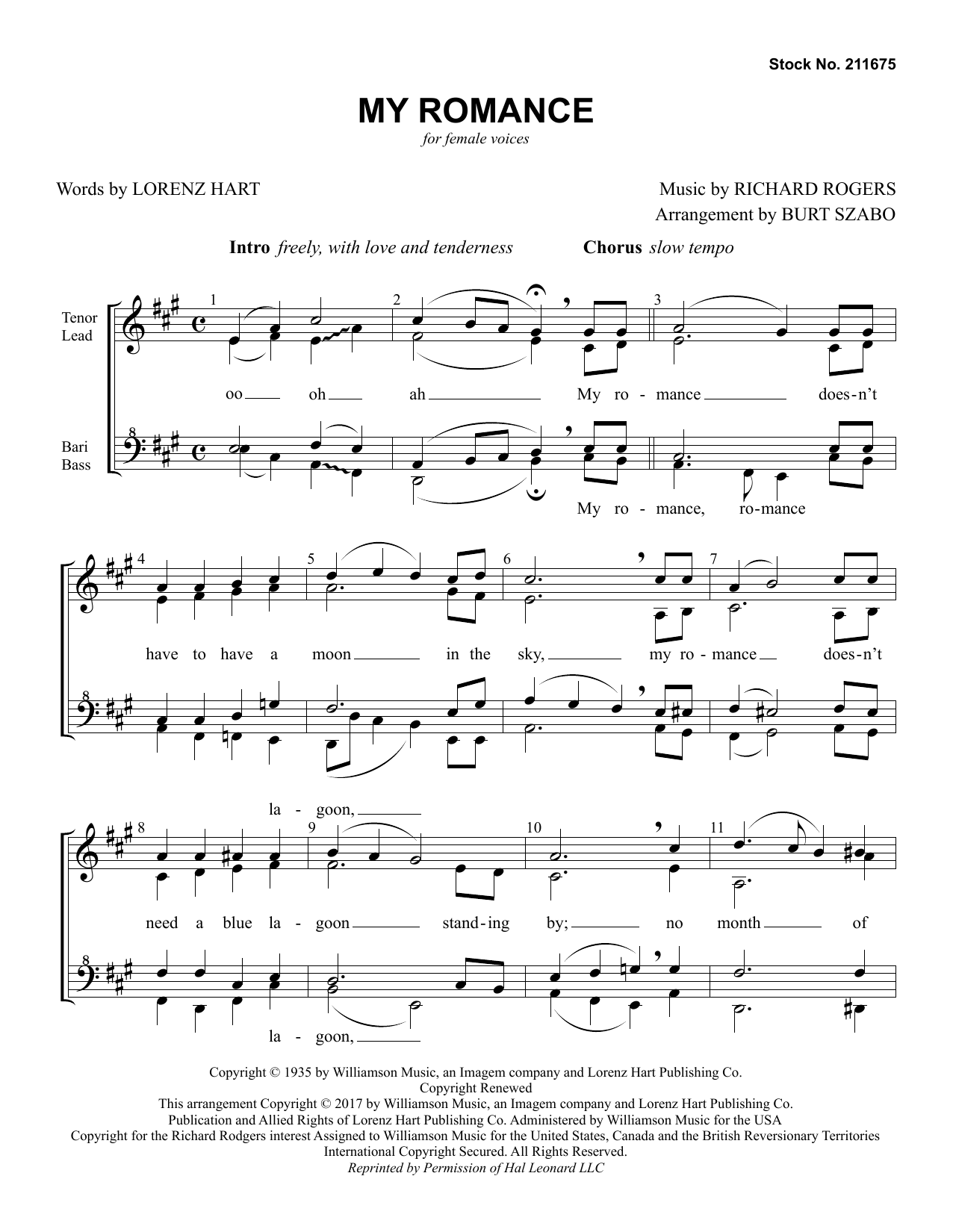 Rodgers & Hart My Romance (arr. Burt Szabo) Sheet Music
