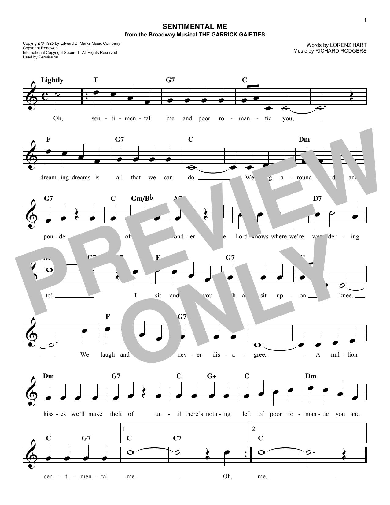 Rodgers & Hart Sentimental Me Sheet Music