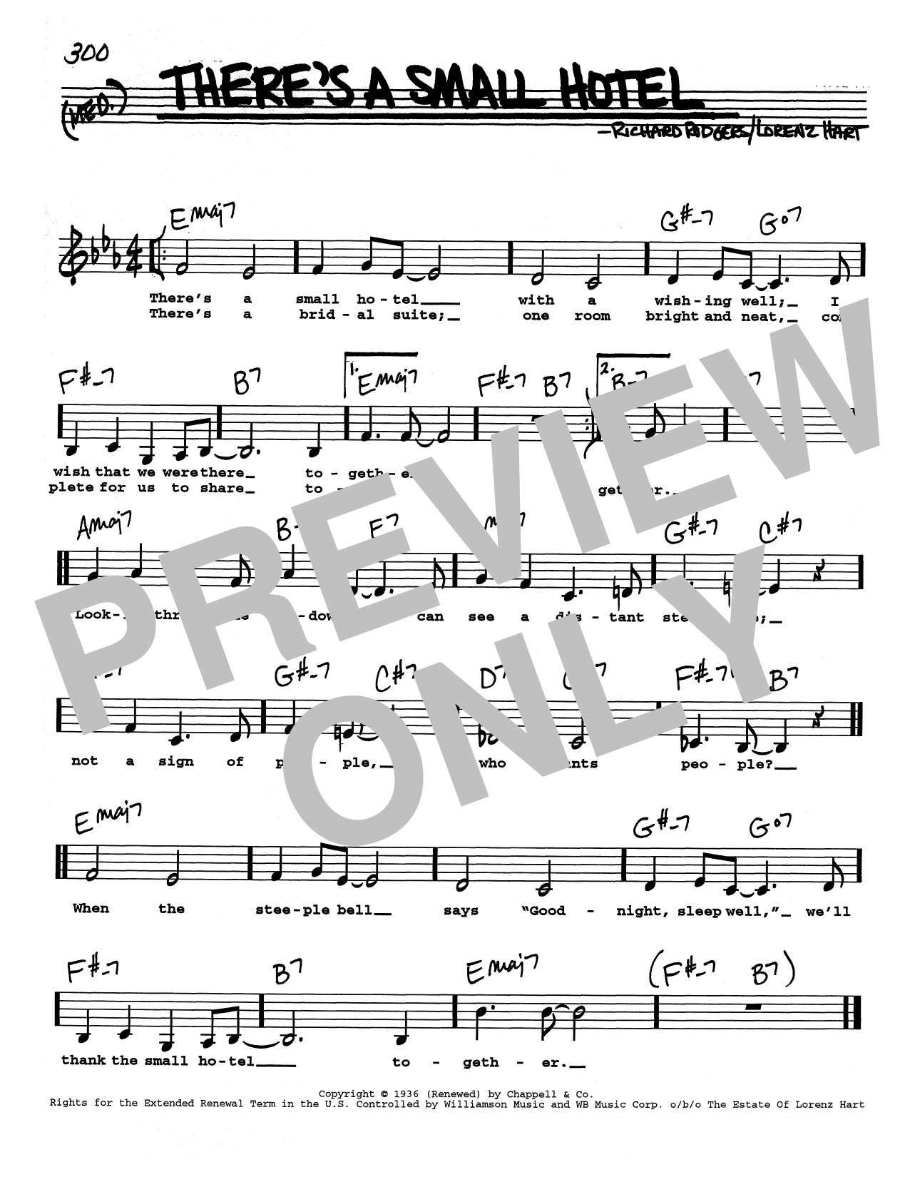 Rodgers & Hart There's A Small Hotel (Low Voice) Sheet Music