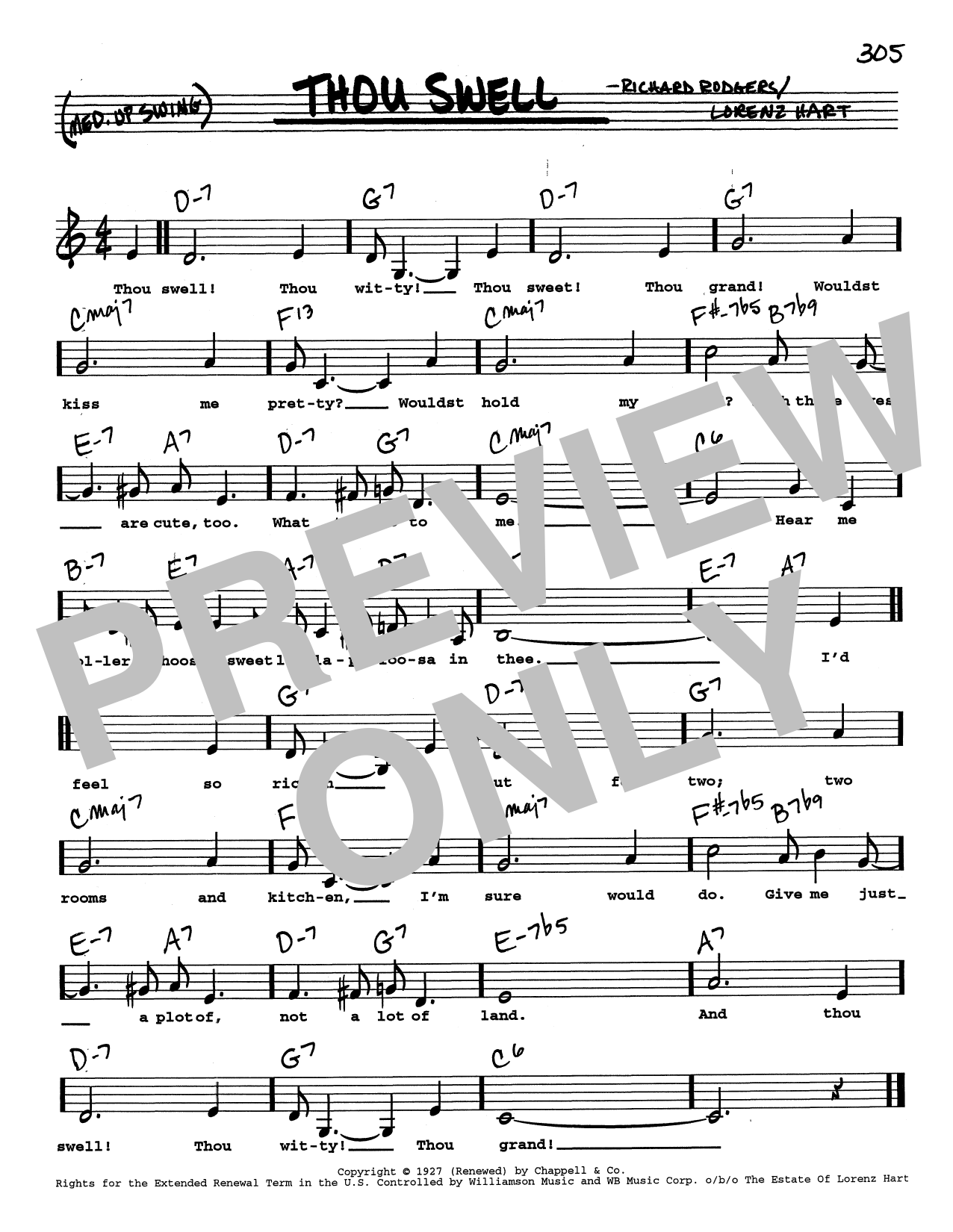 Rodgers & Hart Thou Swell (Low Voice) Sheet Music