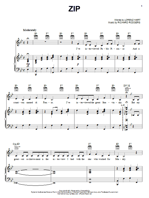 Rodgers & Hart Zip Sheet Music