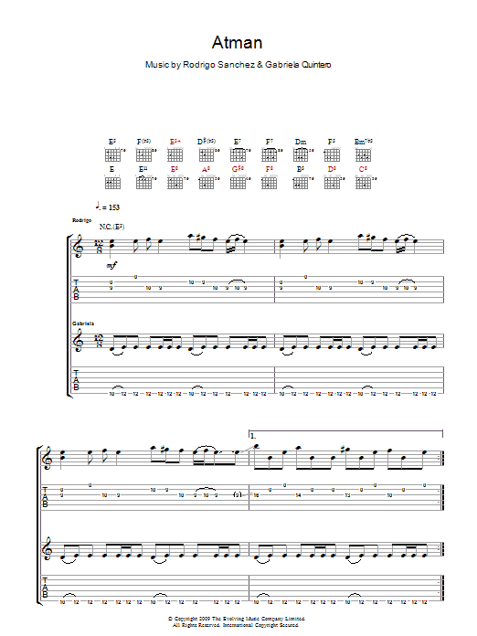 Rodrigo y Gabriela Atman Sheet Music
